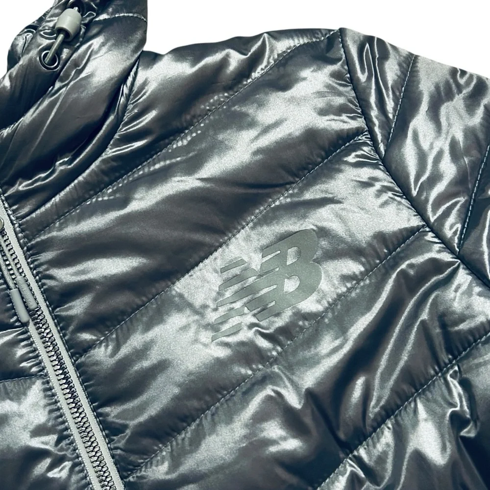 NEW BALANCE Metallic Quilted Sherpa Lined Puffer Coat L